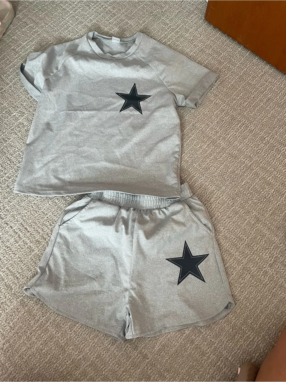 SHEIN Silver Star Short Sleeve Pajama Set